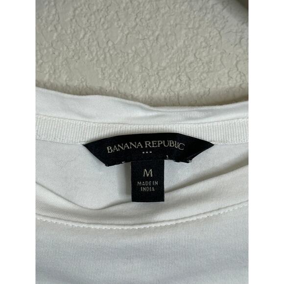 Banana Republic 100% Cotton White Crew Neck Short Sleeve Tee Casual Breathable M - Picture 3 of 8